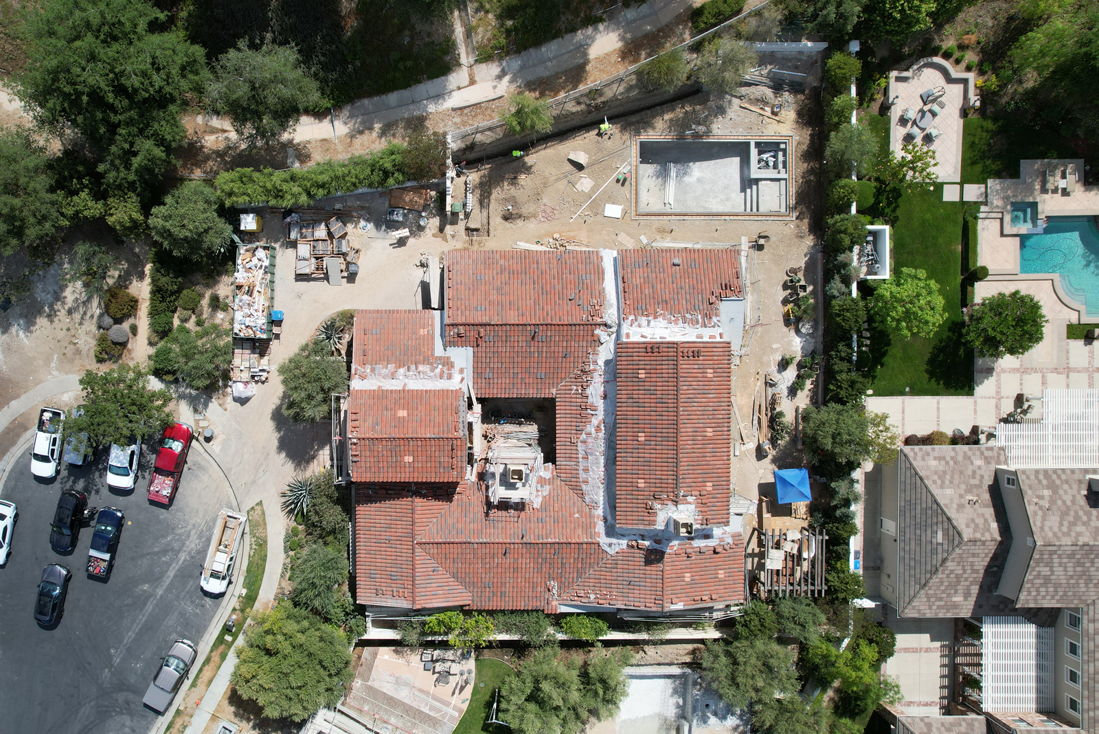 An aerial view of a property